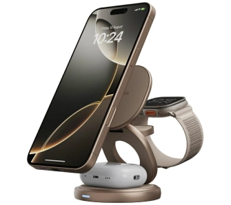 Ładowarka indukcyjna Energea Bazic Gomag Gyre składna z obrotową bazą 3w1 15W Fast Charging Złoty