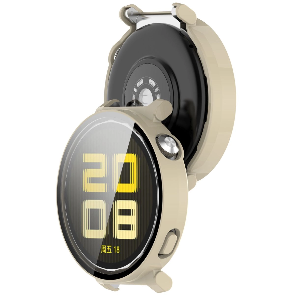 Nakładka na tarczę Bizon ze szkłem do Huawei Watch GT5 Pro 42 mm beżowy