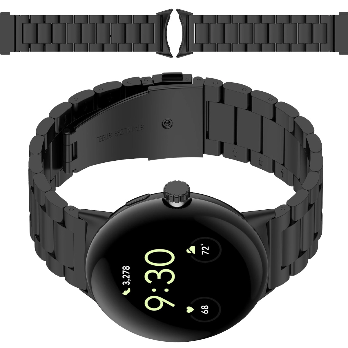 Bransoleta Bizon ze stali nierdzewnej do Google Pixel Watch 3/4 45 mm czarny