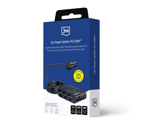 3mk Car Power Splitter PD 120W