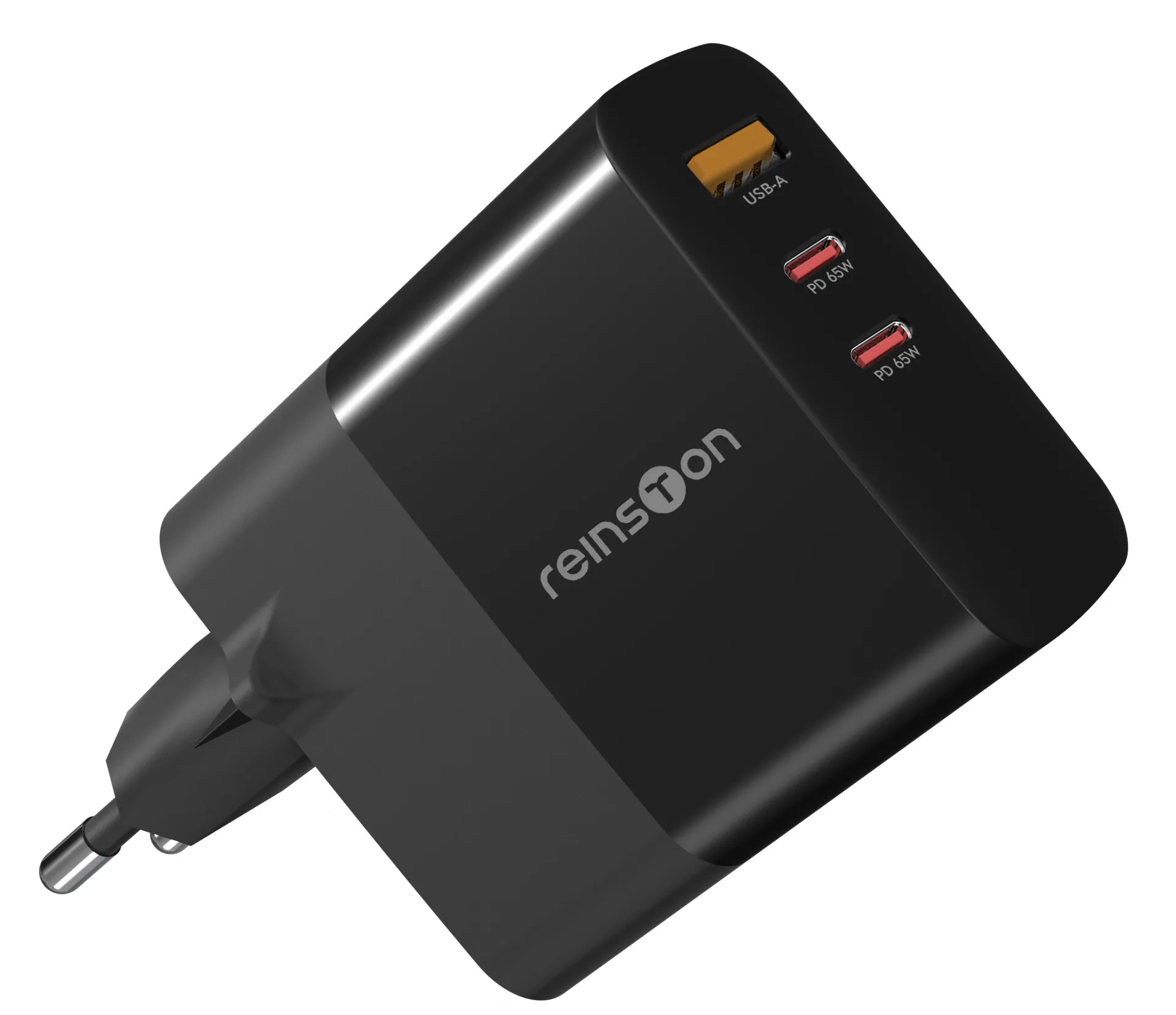 Ładowarka sieciowa Reinston GaN USB-A 2x USB-C 65W Czarny