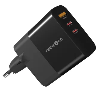 Ładowarka sieciowa Reinston GaN USB-A 2x USB-C 65W Czarny