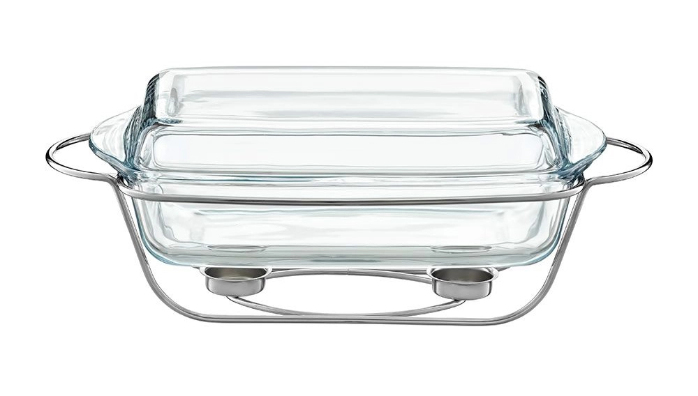 Naczynie żaroodporne Ambition z podgrzewaczem Saule 3,9l Srebrny