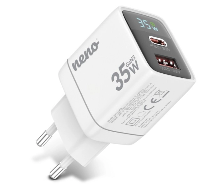 Ładowarka sieciowa Neno NC1 PD35W GaN3 USB-C USB-A 35W Biały