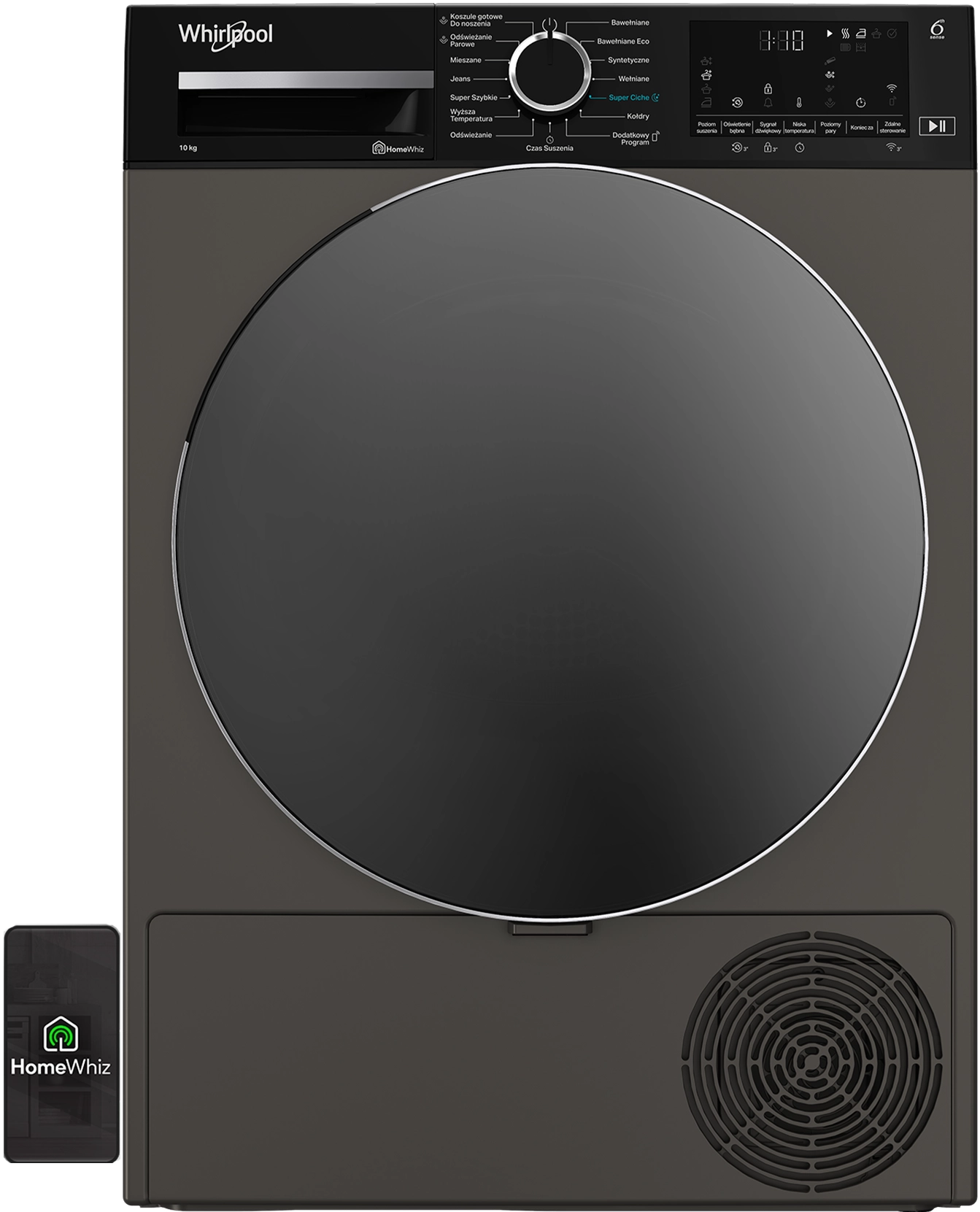 Suszarka Whirlpool MXWD104MGBRPL Funkcje AI  AdaptiveDry SilentDry 58,6cm 10kg Zdalne sterowanie