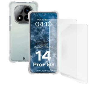 Bizon elastyczne etui Salpa + 2x folia na ekran Clear Pack do Xiaomi Redmi Note 14 Pro Plus 5G