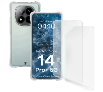 Zestaw ochronny Bizon elastyczne etui Salpa + 2x folia na ekran Clear Pack do Xiaomi Redmi Note 14 Pro Plus 5G