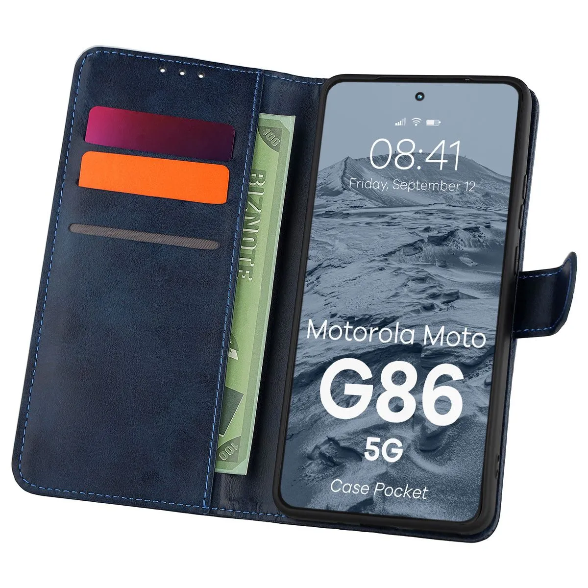 Etui Bizon Case Pocket do Motorola Moto G86 5G Niebieski