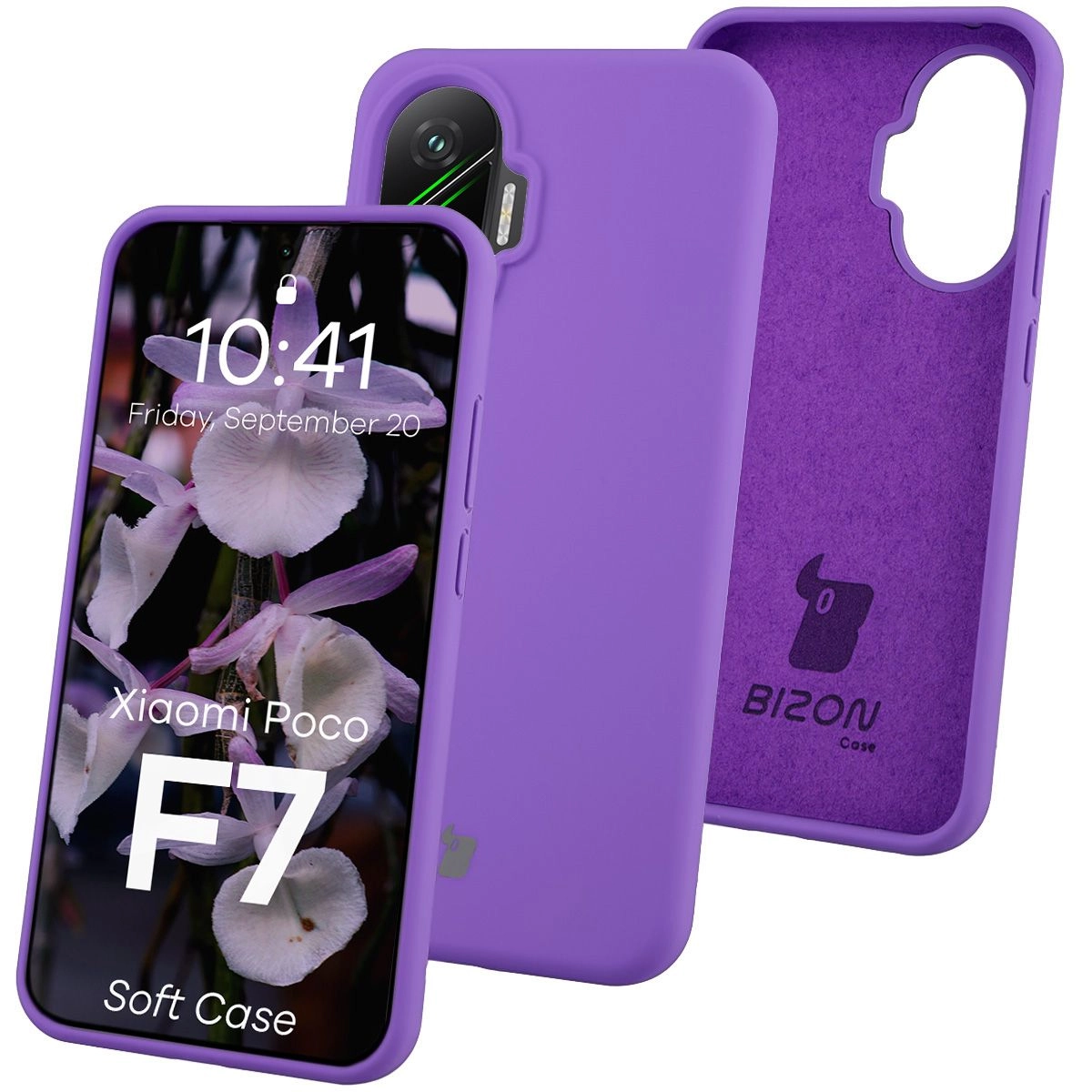 Etui Bizon Soft do Xiaomi POCO F7 Fioletowy