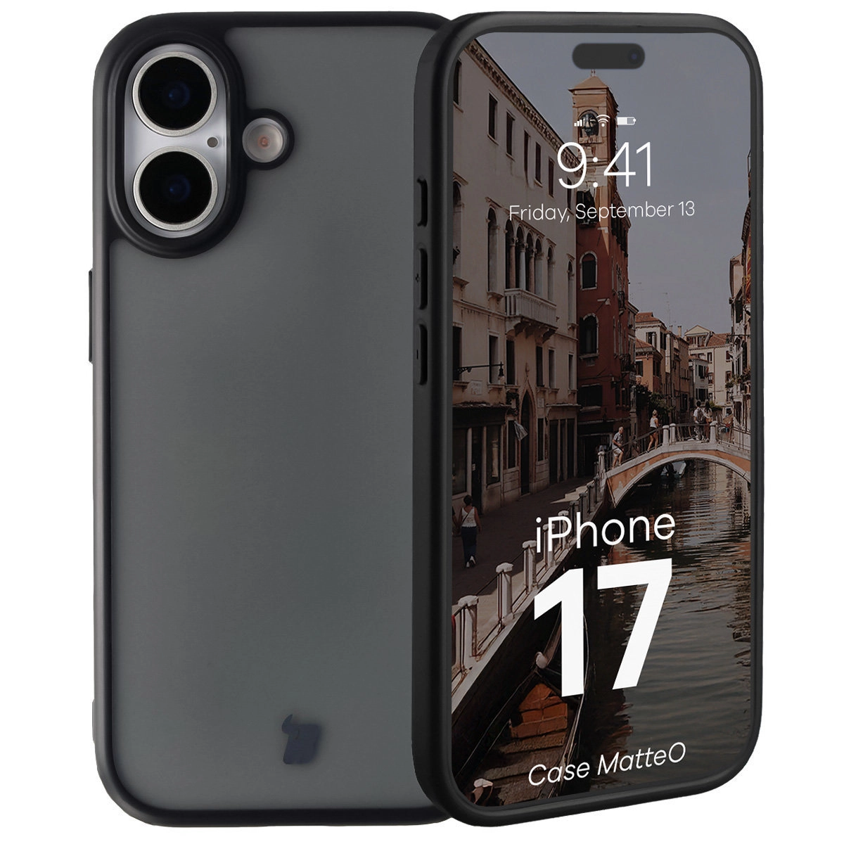 Etui Bizon Angelo do Apple iPhone 17 Przydymione z czarną ramką