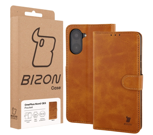 Bizon z klapką Pocket do OnePlus Nord CE5 Brązowy