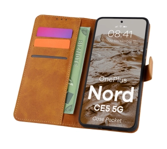 Etui Bizon z klapką Pocket do OnePlus Nord CE5 Brązowy