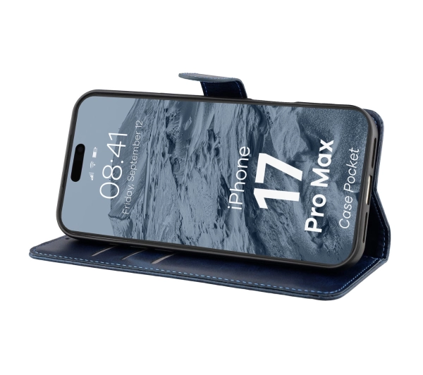 Bizon z klapką Pocket do Apple iPhone 17 Pro Max Granatowy