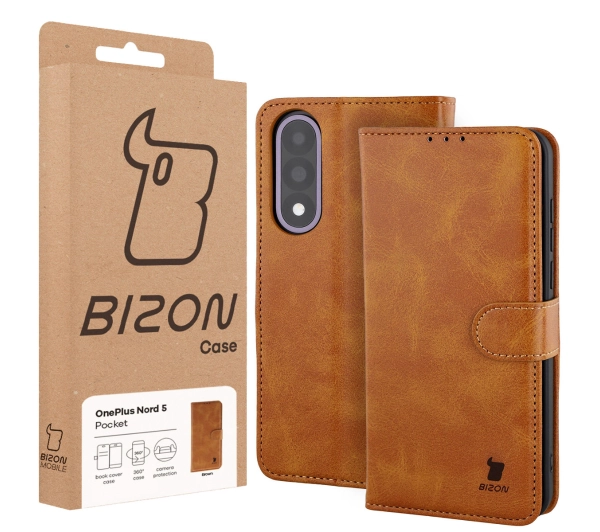 Bizon z klapką Pocket do OnePlus Nord 5 Brązowy