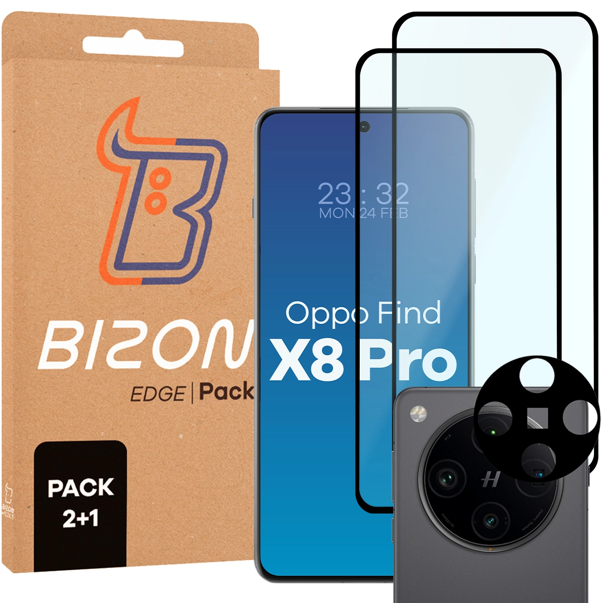 Zestaw ochronny Bizon 2x szkło + szybka na aparat Edge 2 Pack do Oppo Find X8 Pro