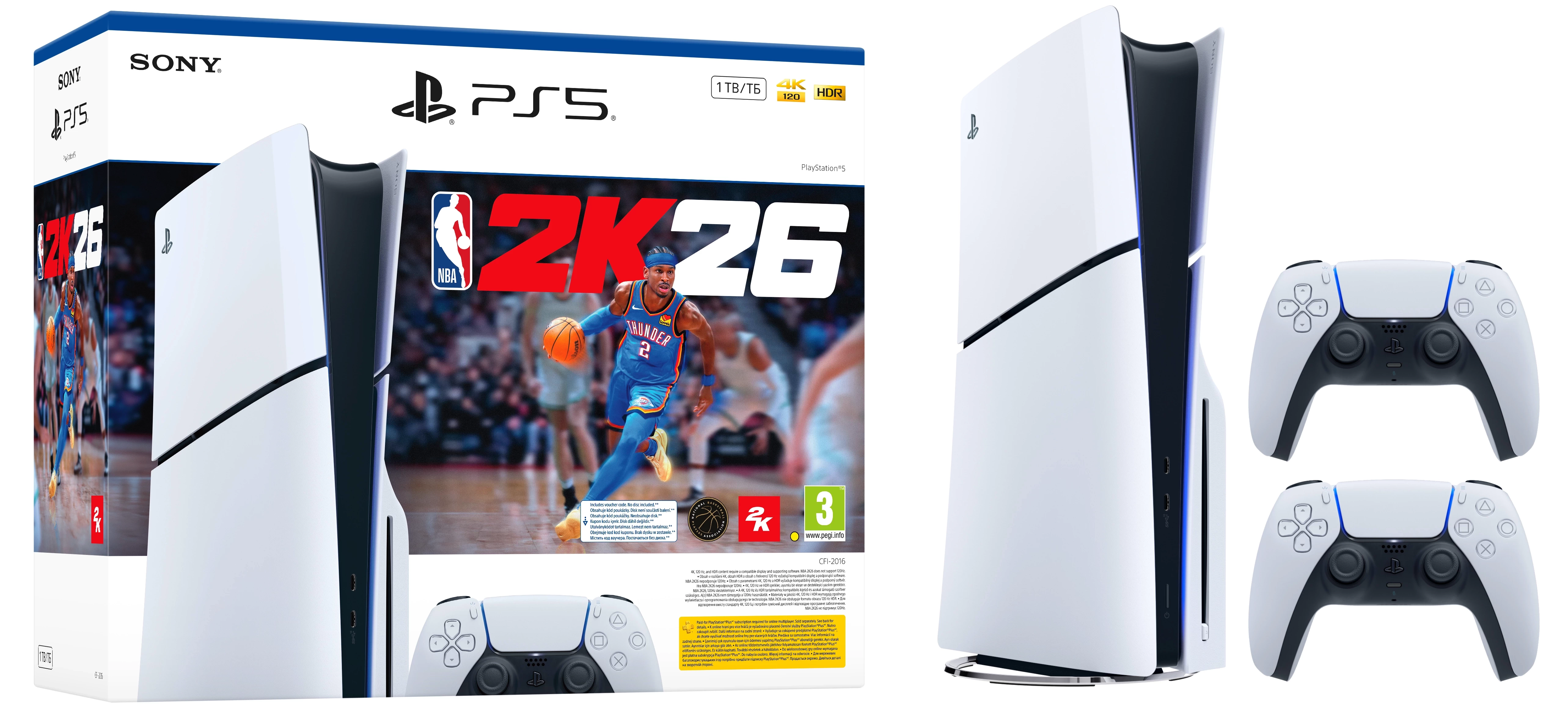 Konsola Sony PlayStation 5 Slim D Chassis (PS5) 1TB z napędem + Dodatkowy pad + NBA 2K26