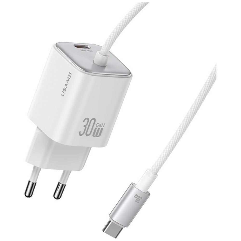 Ładowarka sieciowa USAMS JC Series CC264 30W GaN Mini Fast Charge 2x USB-C Biały