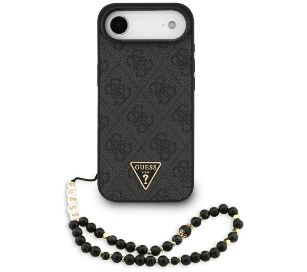 Etui GUESS 4G Strap Triangle Logo MagSafe do Apple iPhone 17 Czarny + brelok