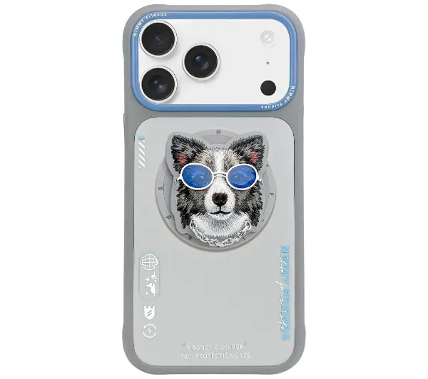 Etui Nimmy Glasses Cool Dog MagSafe do iPhone 17 Pro Max szary