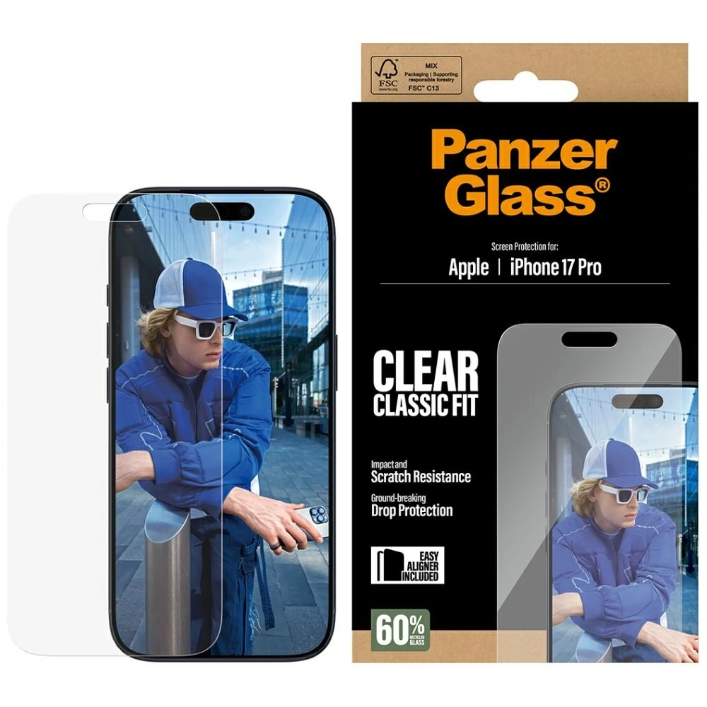 Szkło ochronne PanzerGlass Classic Fit EasyAligner do iPhone 17 Pro
