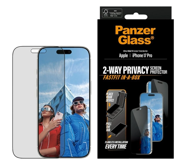 Szkło prywatyzujące PANZERGLASS Ultra-Wide Fit FastFit do Apple iPhone 17 Pro