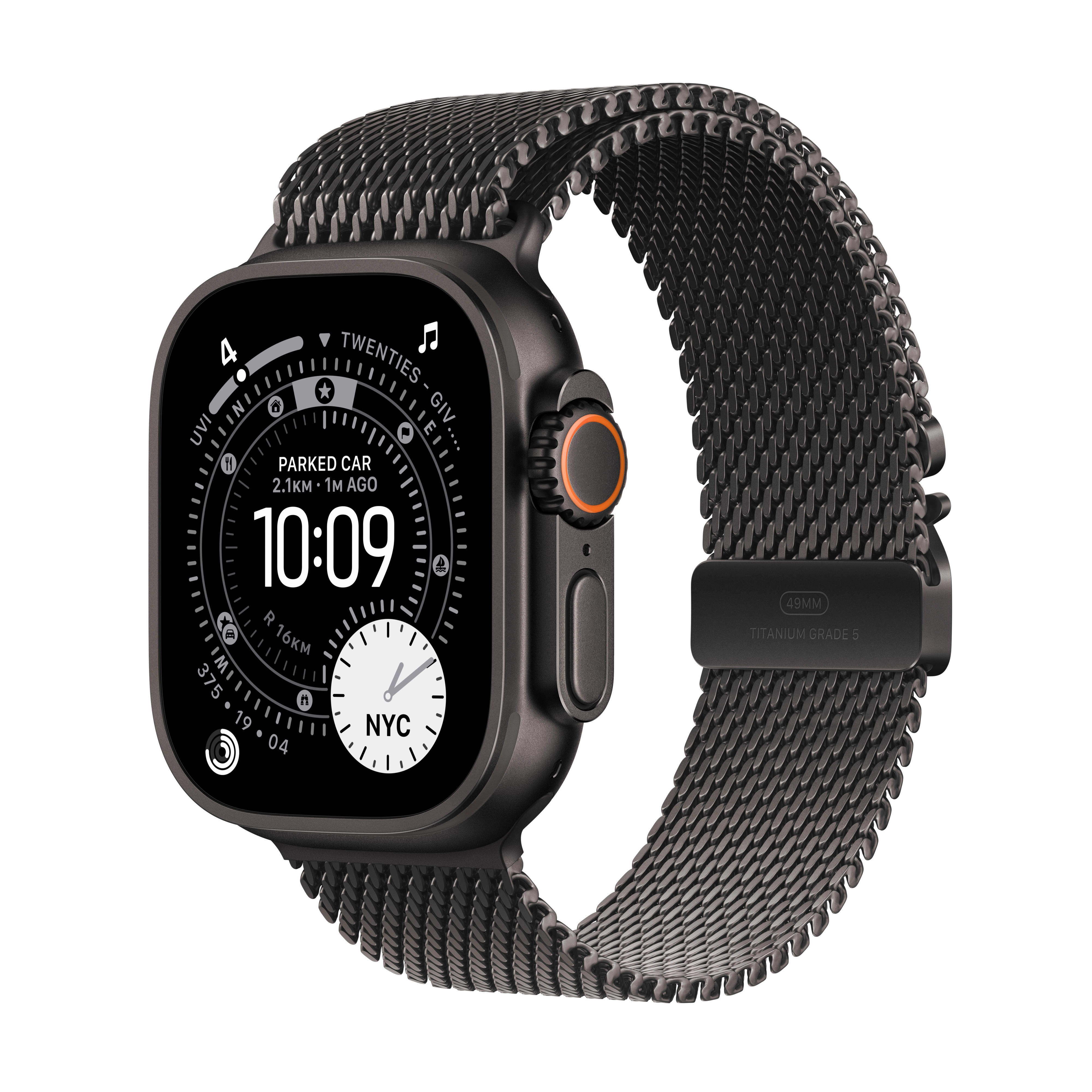 Apple Watch Ultra 3 GPS + Cellular koperta z tytanu Czarna 49mm Bransoleta mediolańska z tytanu Czarna Rozmiar S