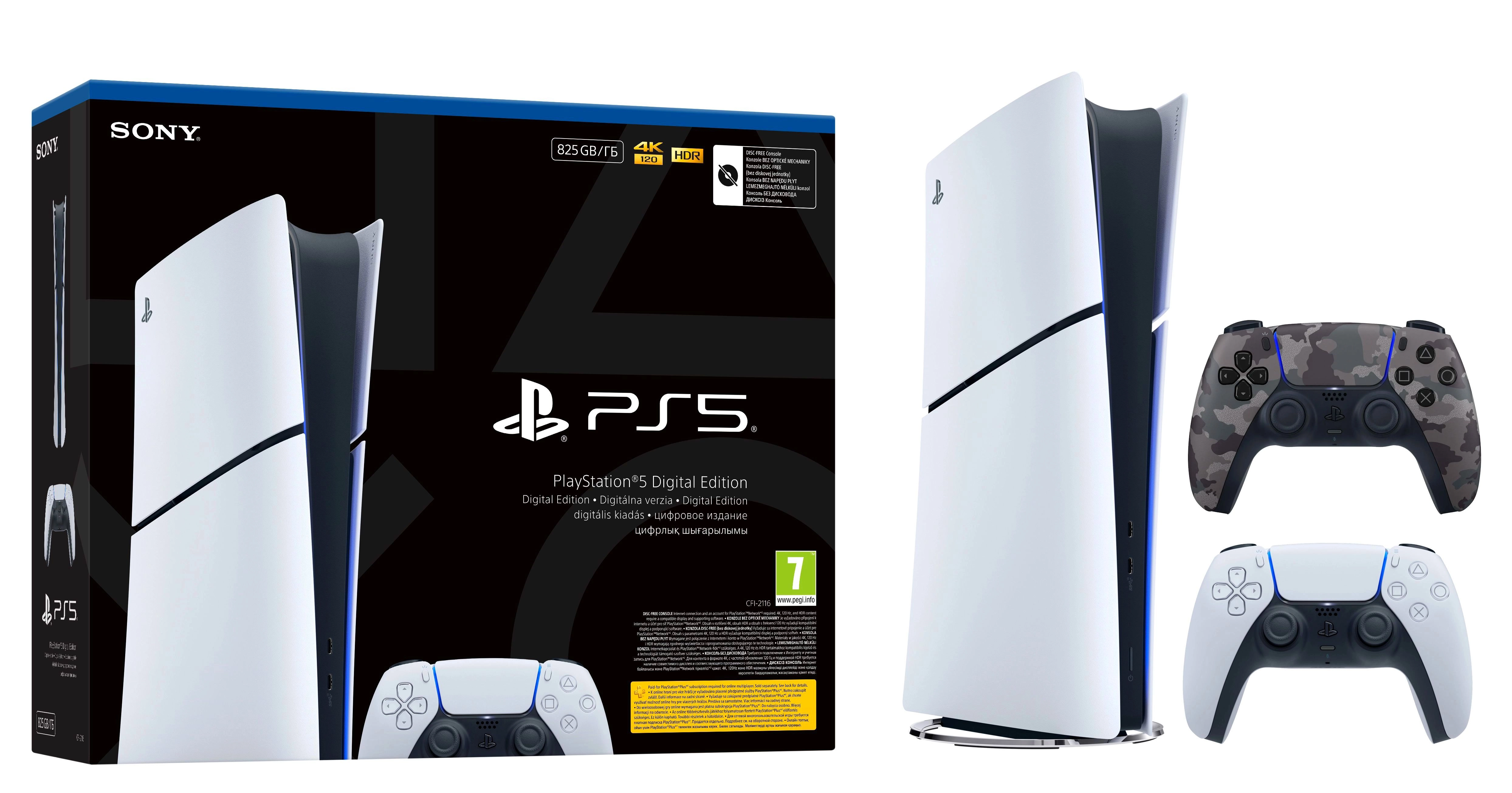 Konsola Sony PlayStation 5 Digital Slim E Chassis (PS5) 825GB + Dodatkowy Pad Szary kamuflaż