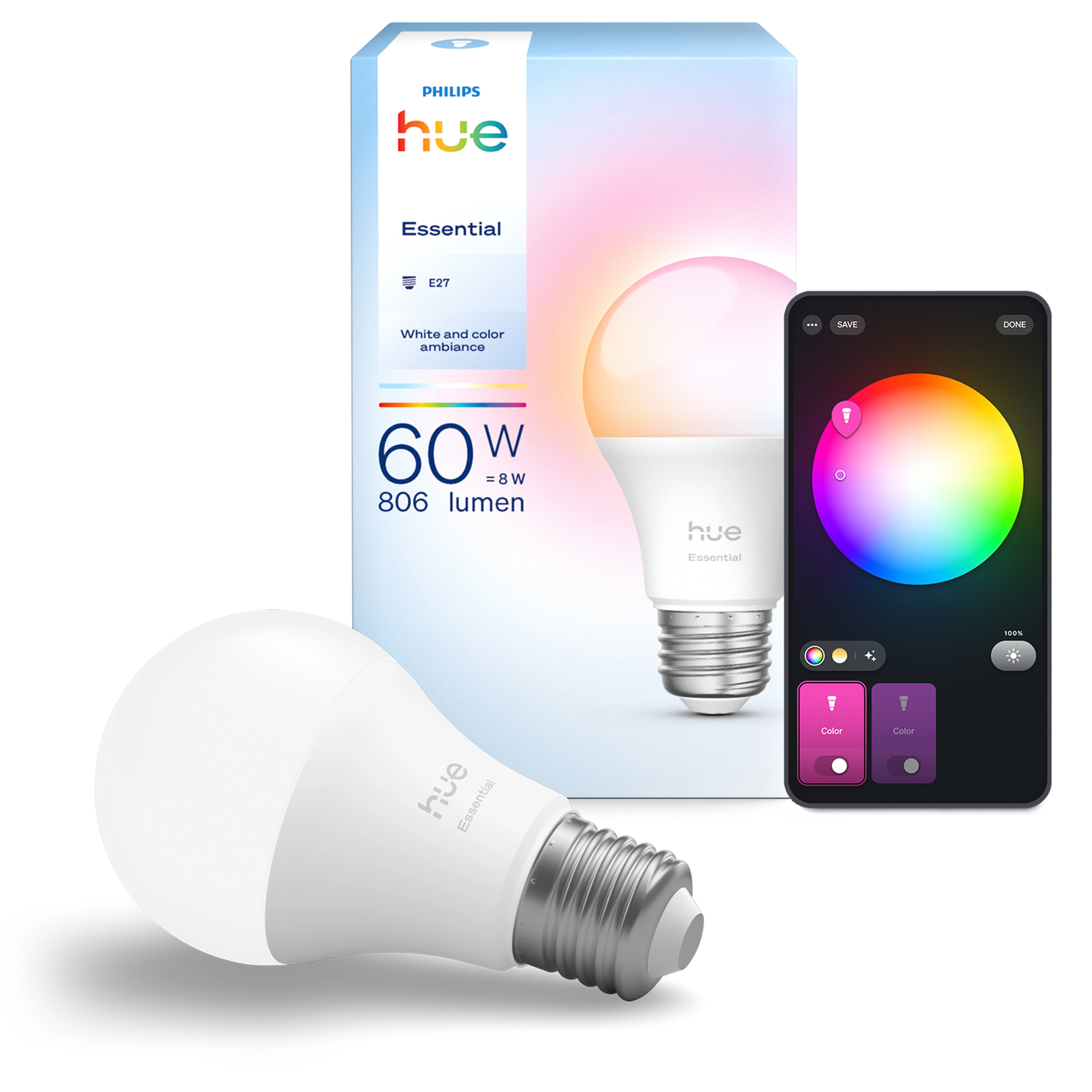 Zestaw Philips Hue Essential White and Colour Ambiance 806 A60 E27