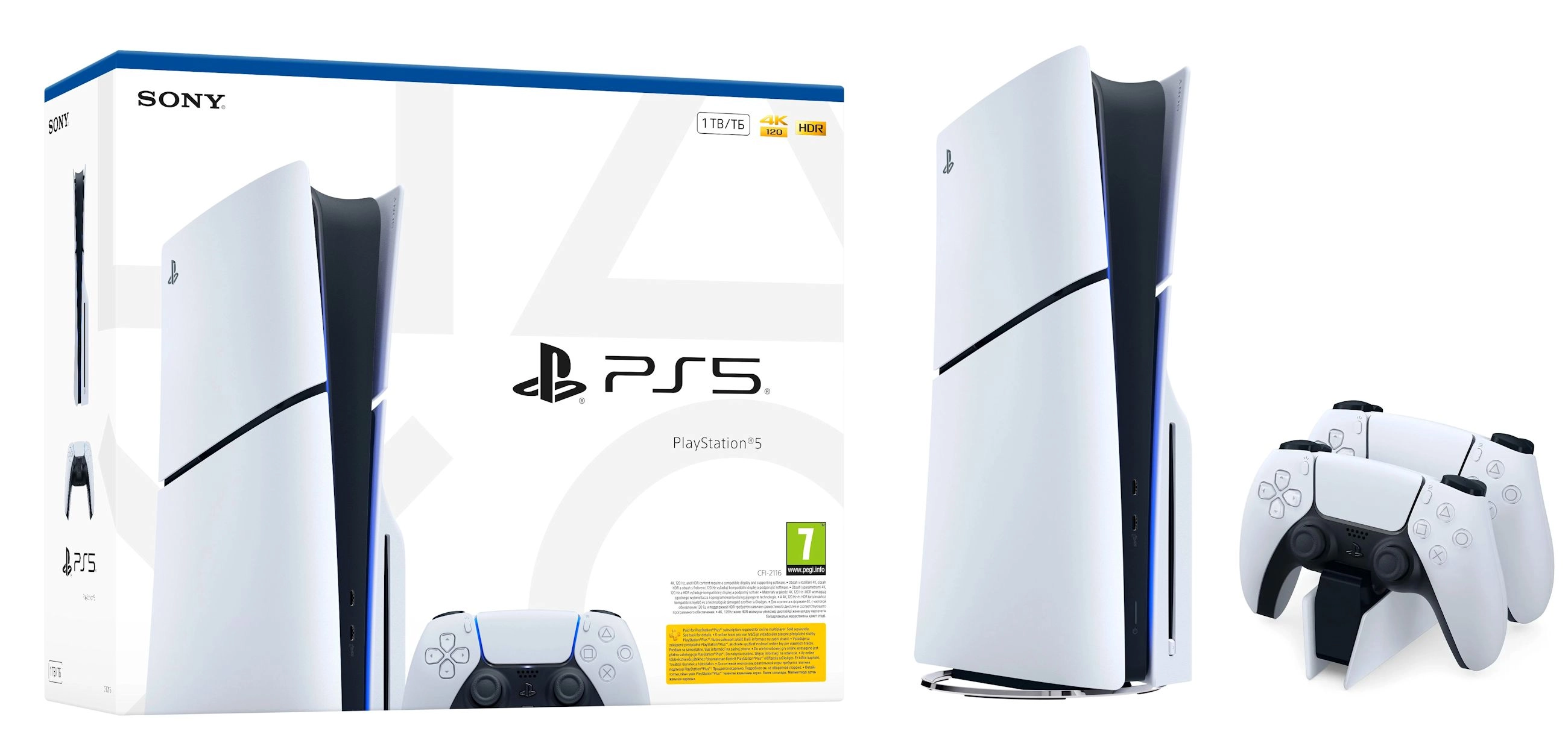 Konsola Sony PlayStation 5 Slim E Chassis (PS5) 1TB z napędem + Dodatkowy Pad + Stacja Ładowania DualSense