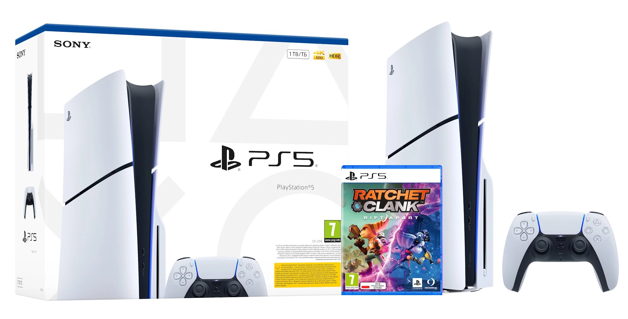 Konsola Sony PlayStation 5 Slim E Chassis (PS5) 1TB z napędem + Ratchet & Clank: Rift Apart