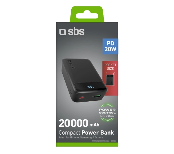 SBS TEBBCT20000PDLCDK Compact 20000mAh PD 20W LCD Czarny