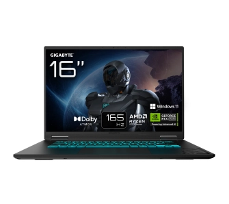 Laptop gamingowy Gigabyte Gaming A16 3THK3EE893SH 16" 165Hz R7 260 16GB RAM 512GB Dysk SSD RTX5050 DLSS4 Win11 Czarny Funkcje AI