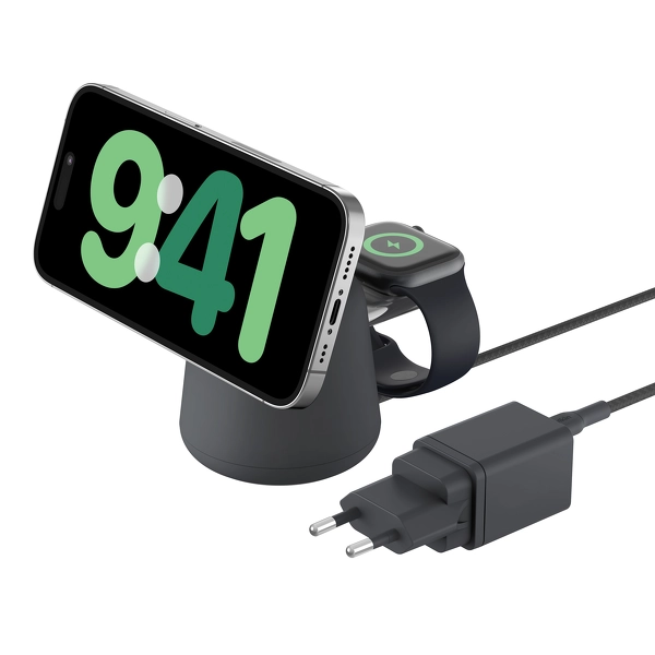 Ładowarka indukcyjna Belkin 2w1 Qi2 15W do iPhone AppleWatch AirPods Grafitowy