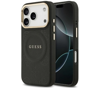 Etui Guess Peony Hot Stamp MagSafe do iPhone 17 Pro czarny