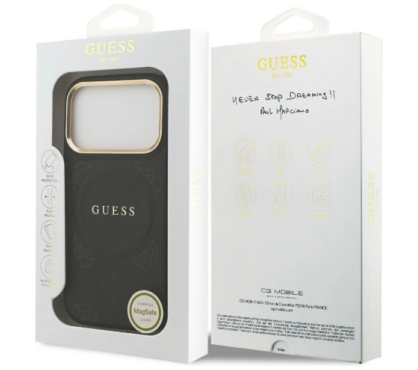 Guess Peony Hot Stamp MagSafe do iPhone 17 Pro czarny