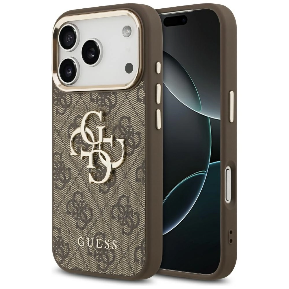 Etui Guess 4G Big 4G Classic Logo do iPhone 17 Pro Max brązowy złoty