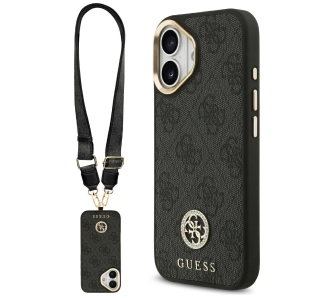 Etui Guess 4G Strass Logo & Big Strap Metal Buttons MagSafe do iPhone 17 czarny
