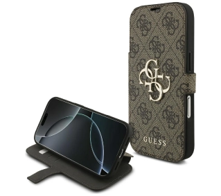 Guess Book 4G Metal Logo do iPhone 17 Pro Brązowy