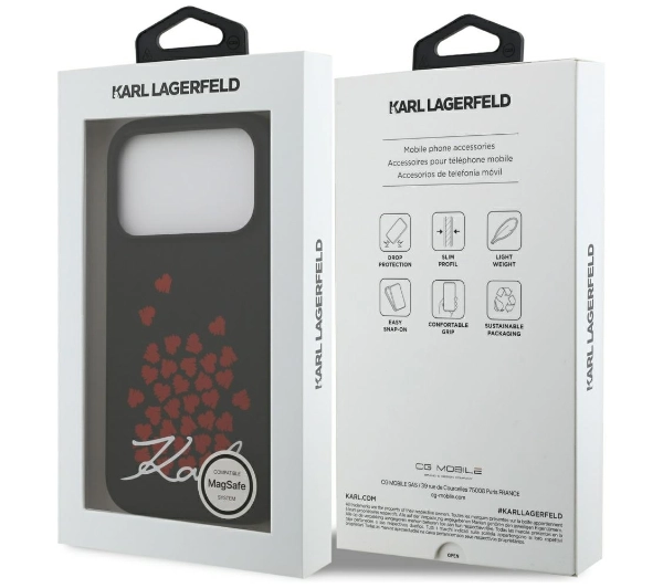 Karl Lagerfeld Silicone Heart Sign Logo MagSafe do iPhone 17 Pro Czarny