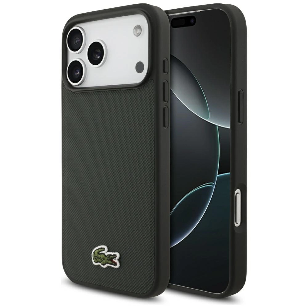 Etui Lacoste Iconic Petit Pique Woven Logo MagSafe do iPhone 17 Pro Max sinople