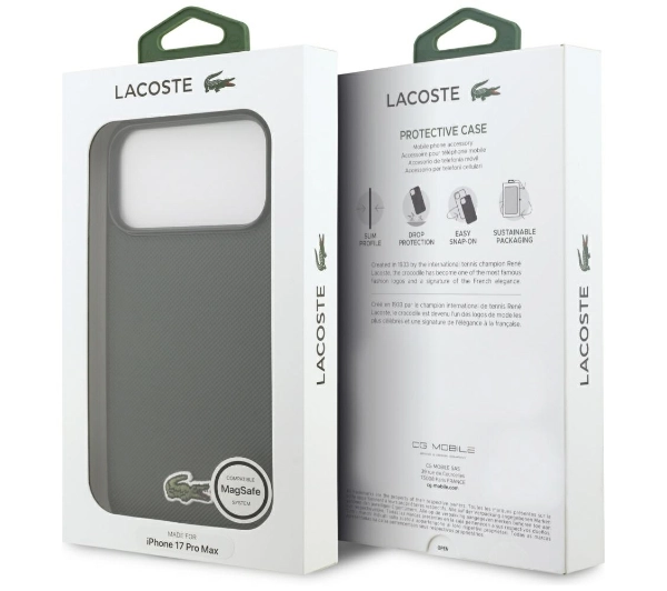 Lacoste Iconic Petit Pique Woven Logo MagSafe do iPhone 17 Pro Max sinople