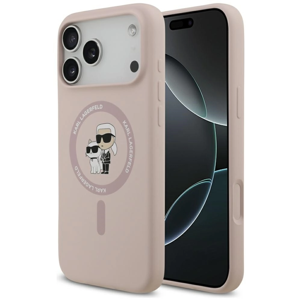 Etui Karl Lagerfeld Silicone Karl&Choupette Ring MagSafe do iPhone 17 Pro Max Różowy