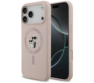 Karl Lagerfeld Silicone Karl&Choupette Ring MagSafe do iPhone 17 Pro Max Różowy