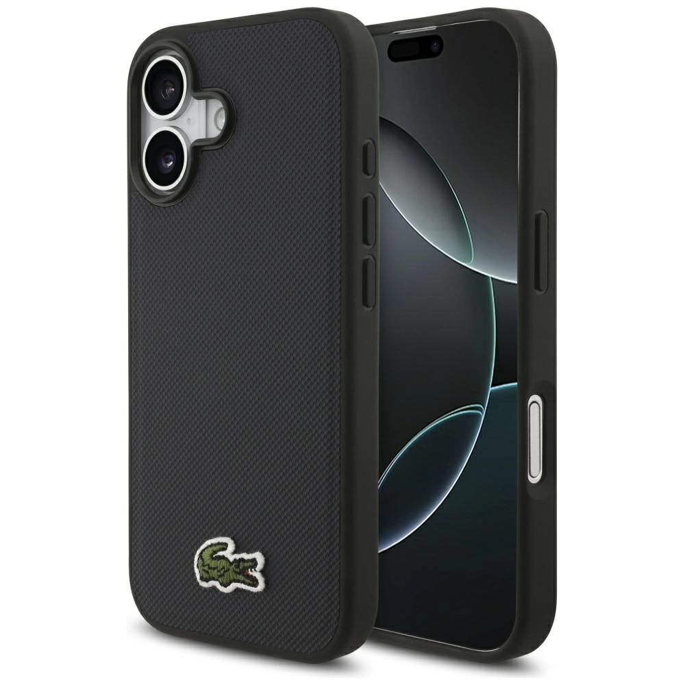 Etui Lacoste Iconic Petit Pique Woven Logo MagSafe do iPhone 17 Granatowy