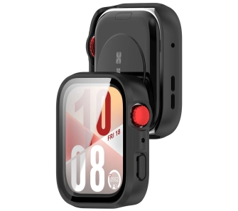Nakładka na tarczę Bizon ze szkłem do Huawei Watch Fit 4 czarny