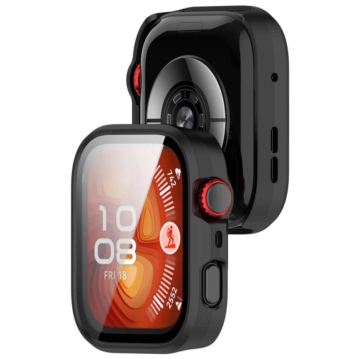 Nakładka na tarczę Bizon ze szkłem do Huawei Watch Fit 4 Pro czarny
