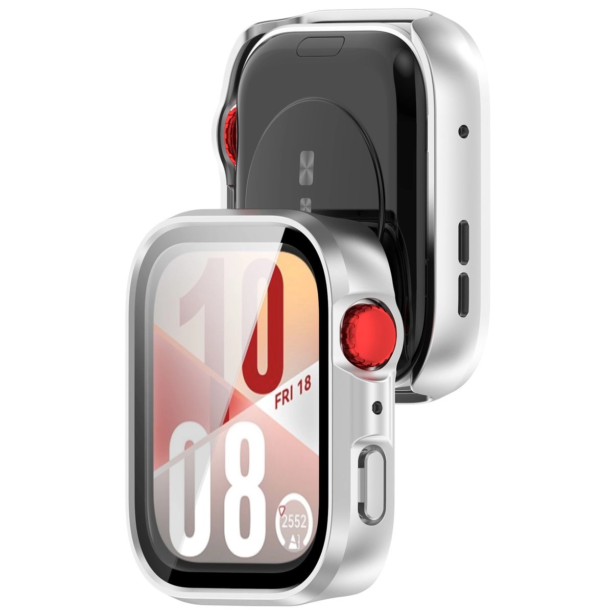 Nakładka na tarczę Bizon ze szkłem do Huawei Watch Fit 4 srebrny