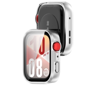 Nakładka na tarczę Bizon ze szkłem do Huawei Watch Fit 4 srebrny
