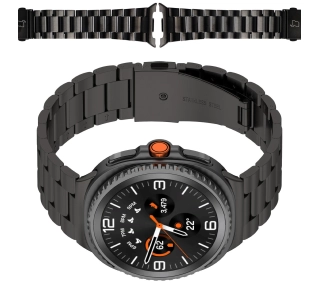 Bizon ze stali nierdzewnej Aura do Galaxy Watch 8 40/44/46mm Czarny