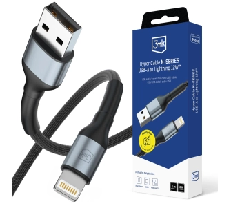 Kabel 3mk Hyper Cable N-SERIES USB-A do Lightning 1m 5V/2.4A 12W Czarny